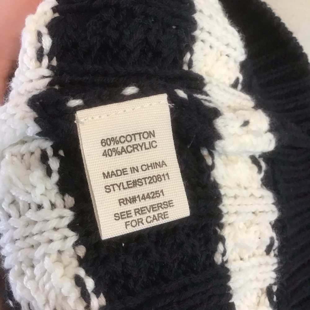 JESSICA SIMPSON Navy White Stripes Pullover Chunky Cable Knit Sweater L NEW - Picture 6 of 7